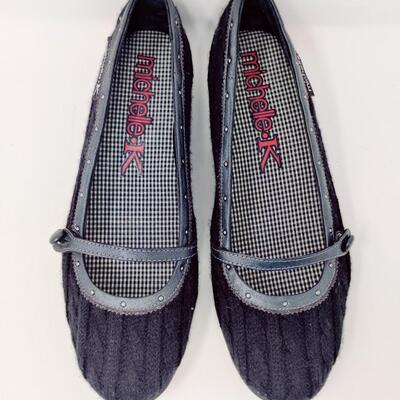 MICHELLE K WOMEN'S BLACK TEXTILE FLATS SIZE 10