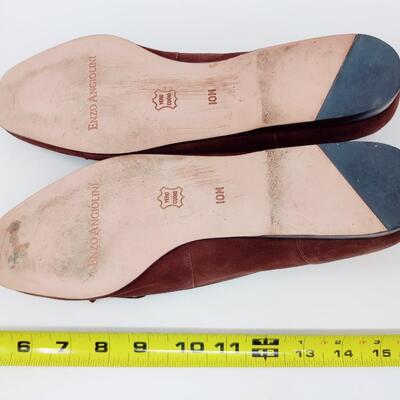 ENZO ANGIOLINI WOMEN'S BROWN SUEDE LEATHER FLATS SIZE 10 M