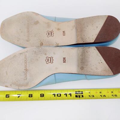 ENZO ANGIOLINI WOMEN'S LIGHT BLUE LEATHER FLATS SIZE 10 M