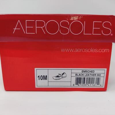 AEROSOLES WOMEN'S BLACK LEATHER FLATS SIZE 10 M