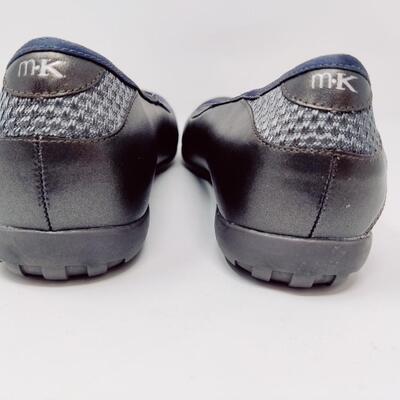 MICHELLE K WOMEN'S GREY LEATHER TEXTILE FLATS SIZE 10