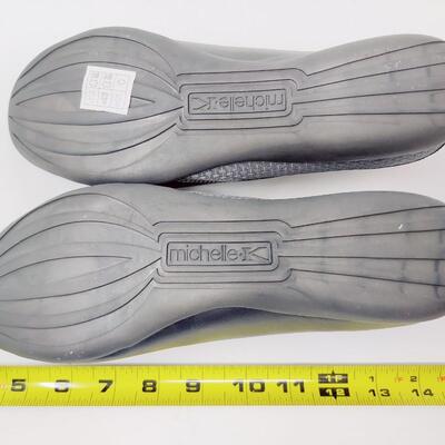 MICHELLE K WOMEN'S GREY LEATHER TEXTILE FLATS SIZE 10