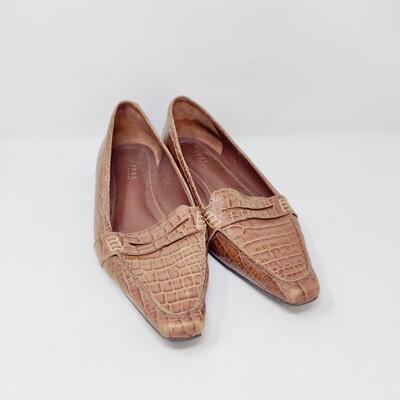 RALPH LAUREN WOMEN'S BROWN LEATHER FLATS SIZE 10