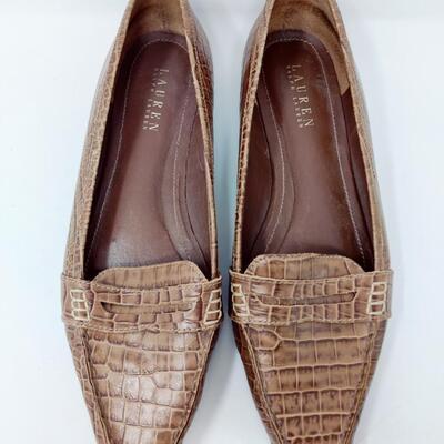 RALPH LAUREN WOMEN'S BROWN LEATHER FLATS SIZE 10