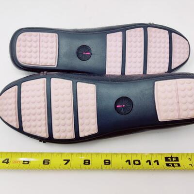 ISAAC MIZRAHI LIVE! WOMEN'S BLACK LEATHER FLATS SIZE 10 M