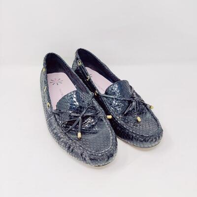 ISAAC MIZRAHI LIVE! WOMEN'S BLACK TEXTURED LEATHER FLATS SIZE 10 M