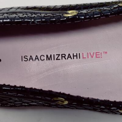 ISAAC MIZRAHI LIVE! WOMEN'S BLACK TEXTURED LEATHER FLATS SIZE 10 M