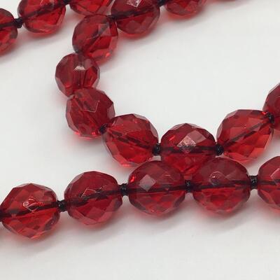 Red Faceted Glass Necklace