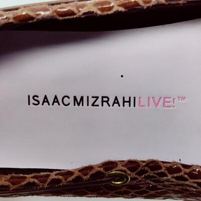 ISAAC MIZRAHI LIVE! WOMEN'S BROWN TEXTURED LEATHER FLATS SIZE 10 M