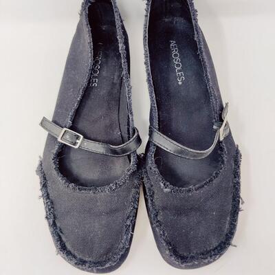 AEROSOLES WOMEN'S BLACK FABRIC FLATS SIZE 10 M