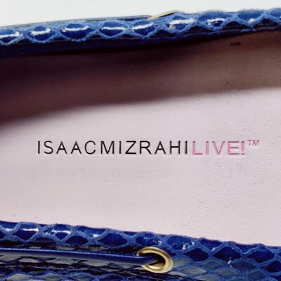 ISAAC MIZRAHI LIVE! WOMEN'S BLUE LEATHER FLATS SIZE 10 M