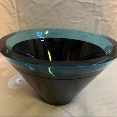 Sasaki Vintage Art Glass Blue Bowl 9.5â€ wide x 5.5â€ high approx