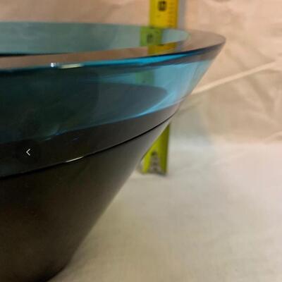 Sasaki Vintage Art Glass Blue Bowl 9.5â€ wide x 5.5â€ high approx