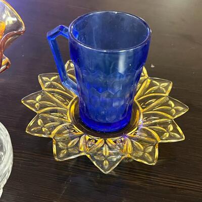 Variety of kitchen items and decorative glazing