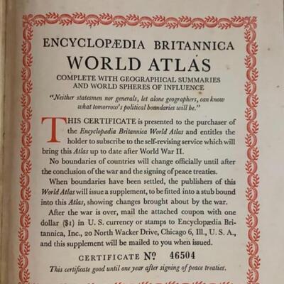 Vintage 1944-1945 World Atlas Encyclopedia Britannica 13â€ wide x 16.5â€ long approx