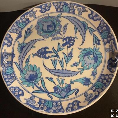 5 Turkish Plates - 3 ALTIN GINI Handmade Turkish Ceramic Chargers & 2 Wall plates 11â€ & 12â€ approx