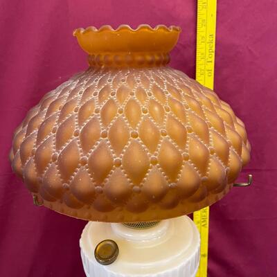 Tall Lincoln drape lamp by Aladdin with amber shade