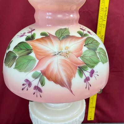 Tall Lincoln drape lamp by Aladdin w/ floral shade