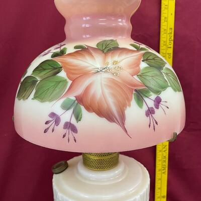 Tall Lincoln drape lamp by Aladdin w/ floral shade
