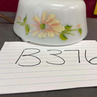 Glass 5â€ floral base hurricane lantern lamp