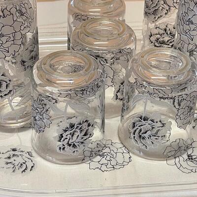 Vintage Plastic Glass and Tray Set