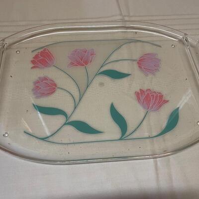 Vintage 80's Floral Clear Plastic Tray