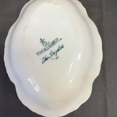 Small Homer Laughlin bowl and unmarked blue bowl