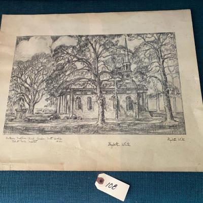 Bethesda Presbyterian Church Sketch Signed Elizabeth White 