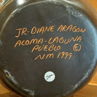Vintage Acoma-Laguna Pueblo Pottery w/Bear & Tracks Design by JR Diane Aragon