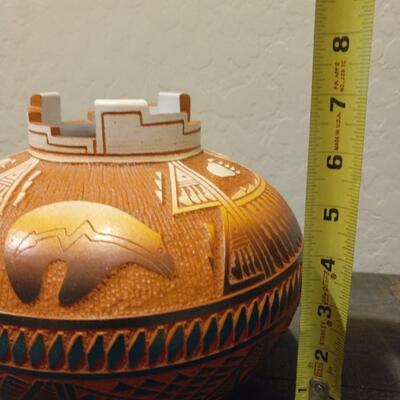 Vintage Acoma-Laguna Pueblo Pottery w/Bear & Tracks Design by JR Diane Aragon