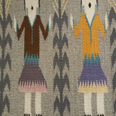 Vintage Navajo Wool Rug Yei Corn Dancers Wall Hanging