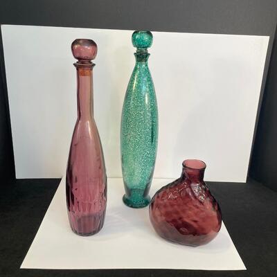 Lot 11 Three Colored Bottles