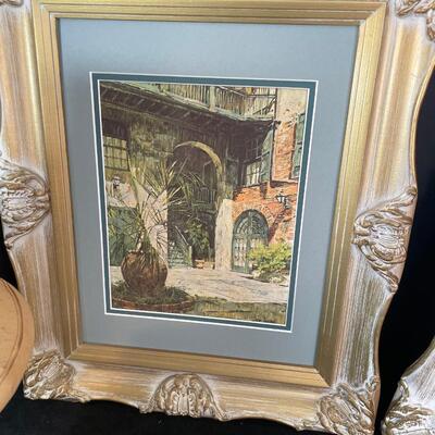 Lot 16. Pair of Framed Prints and a Small Lamp