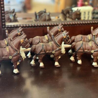 Vintage Coca Cola Cast Iron Wagon and Horses