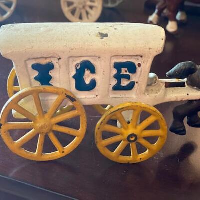 Vintage Cast Iron Ice Truck and Horse
