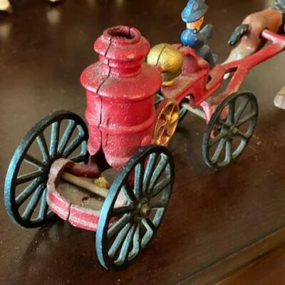 Vintage Cast Iron Fire Truck and Horses