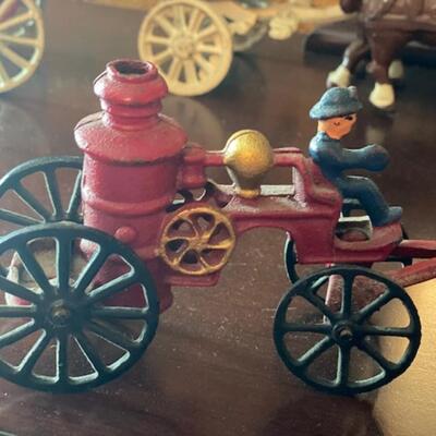 Vintage Cast Iron Fire Truck and Horses