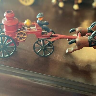 Vintage Cast Iron Fire Truck and Horses