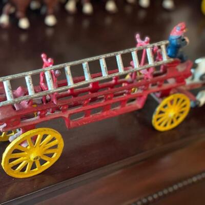 Vintage Cast Iron Fire Truck and Horses