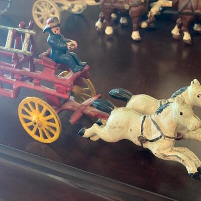 Vintage Cast Iron Fire Truck and Horses