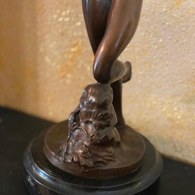 Vintage Bronze Sculpture of Diana the Huntress with Stag