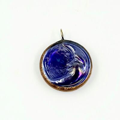 BEAUTIFUL COPPER INLAID MOON PENDANT