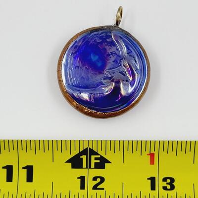 BEAUTIFUL COPPER INLAID MOON PENDANT
