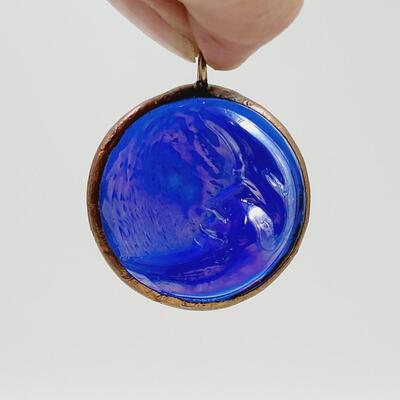 BEAUTIFUL COPPER INLAID MOON PENDANT