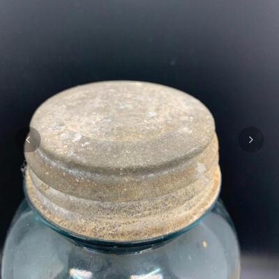 Antique BALL Jar - Tall Blue Glass Perfect Mason 4.5â€ wide x 9.5â€ high approx