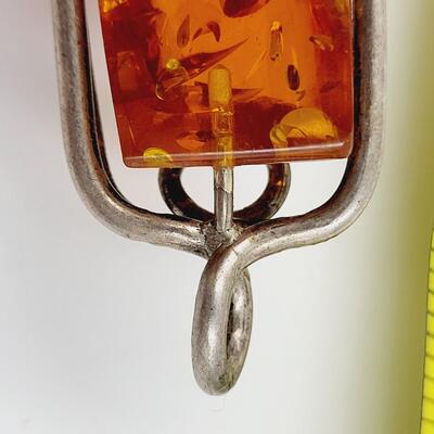 BEAUTIFUL ORANGE SPARKLE SILVER PENDANT