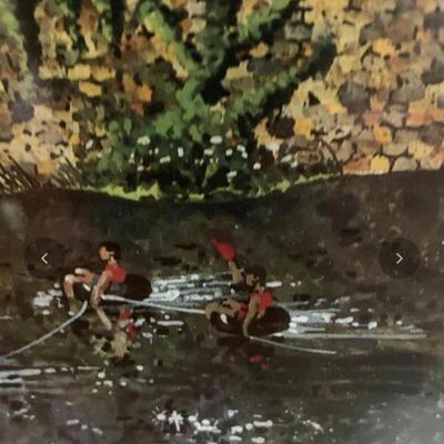 Larry S Anderson Signed Numbered Art â€œTubing Down the Brandywineâ€ ðŸ›¶ 15.5â€ wide x 17.5â€ high
