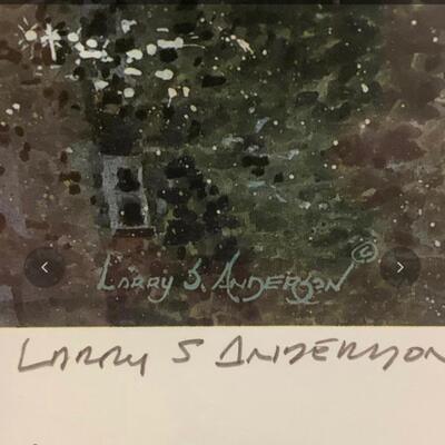 Larry S Anderson Signed Numbered Art â€œTubing Down the Brandywineâ€ ðŸ›¶ 15.5â€ wide x 17.5â€ high