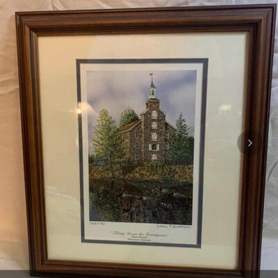 Larry S Anderson Signed Numbered Art â€œTubing Down the Brandywineâ€ ðŸ›¶ 15.5â€ wide x 17.5â€ high