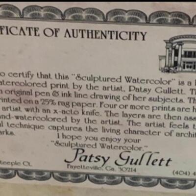 Patsy Gullett - Sculptured Watercolor -University of Georgia ðŸ‘©â€ðŸŽ“ Golden Frame 25â€ wide x 12â€ high